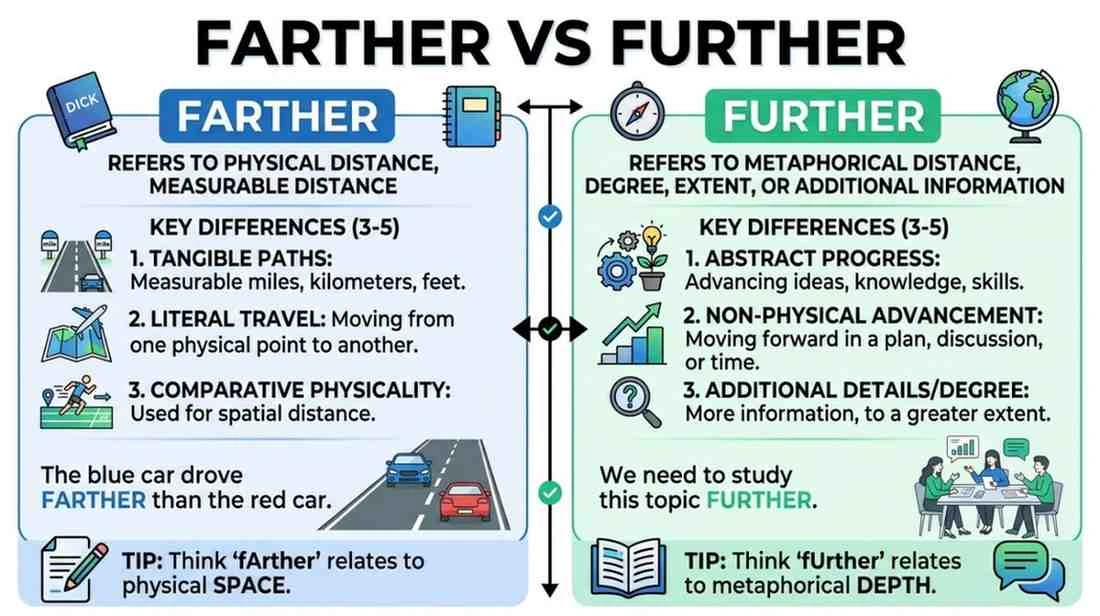 Farther vs Further